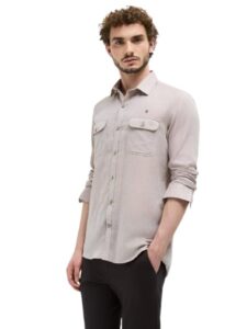 beige solid casual shirt for men | cotton casual wear