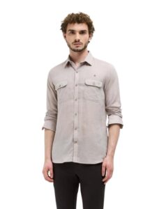 beige solid casual shirt for men | cotton casual wear