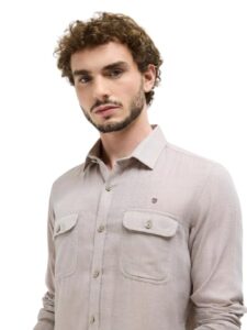 beige solid casual shirt for men | cotton casual wear