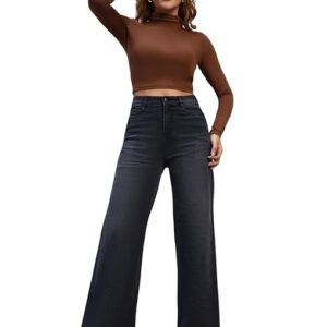 wide leg full length cotton poly lycra jeans | casual denim wear
