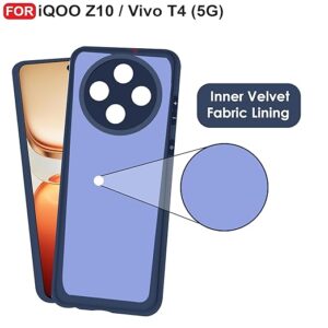 cedo back cover for iqoo z10 / vivo t4 (5g) | camera bump protection inner fabric lining | soft case cover (blue)