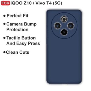 cedo back cover for iqoo z10 / vivo t4 (5g) | camera bump protection inner fabric lining | soft case cover (blue)
