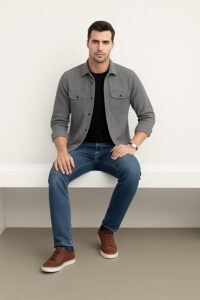 deelmo men’s stylish cotton blend casual shirt