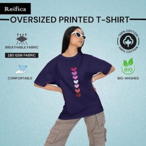 reifica women 100% pure cotton drop shoulder loose fit oversized t shirt