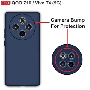 cedo back cover for iqoo z10 / vivo t4 (5g) | camera bump protection inner fabric lining | soft case cover (blue)