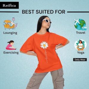 reifica women 100% pure cotton drop shoulder loose fit oversized t shirt