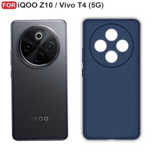 cedo back cover for iqoo z10 / vivo t4 (5g) | camera bump protection inner fabric lining | soft case cover (blue)